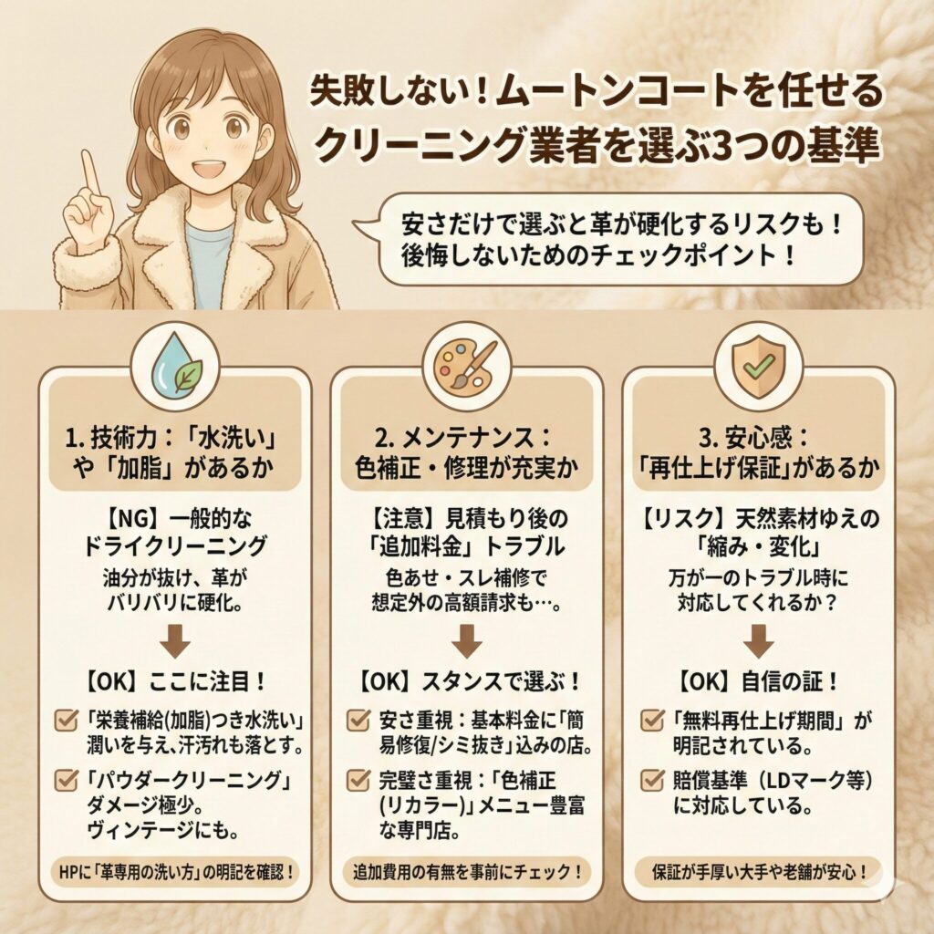 ムートンコートクリーニング業者の選び方