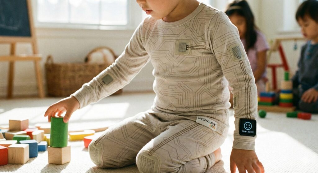 スマートテキスタイルを使った服を着た子供のイメージ