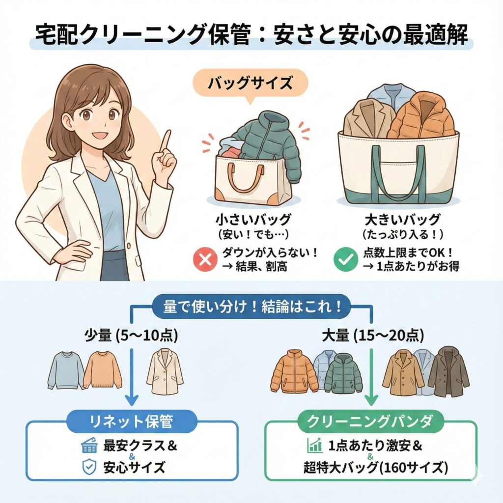 宅配クリーニング保管サービス料金比較表の解説