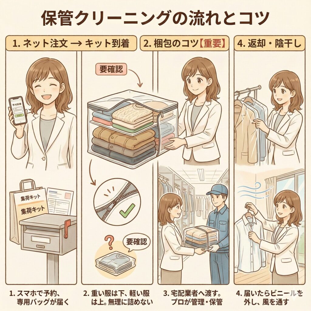 宅配クリーニング保管サービスの流れと梱包のコツ