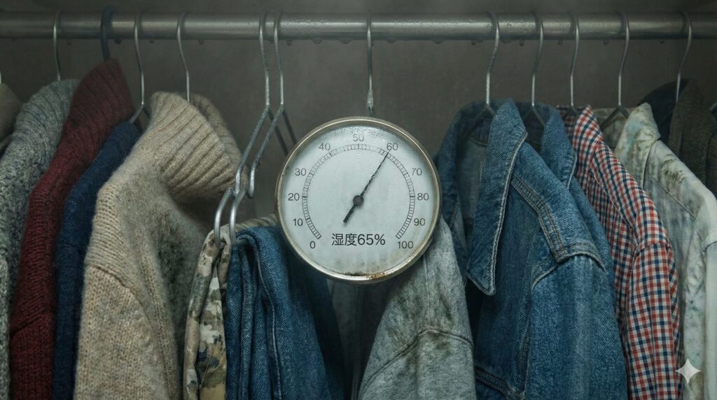 自宅のクローゼットがパンパンで湿度60%を超えてしまっている状態