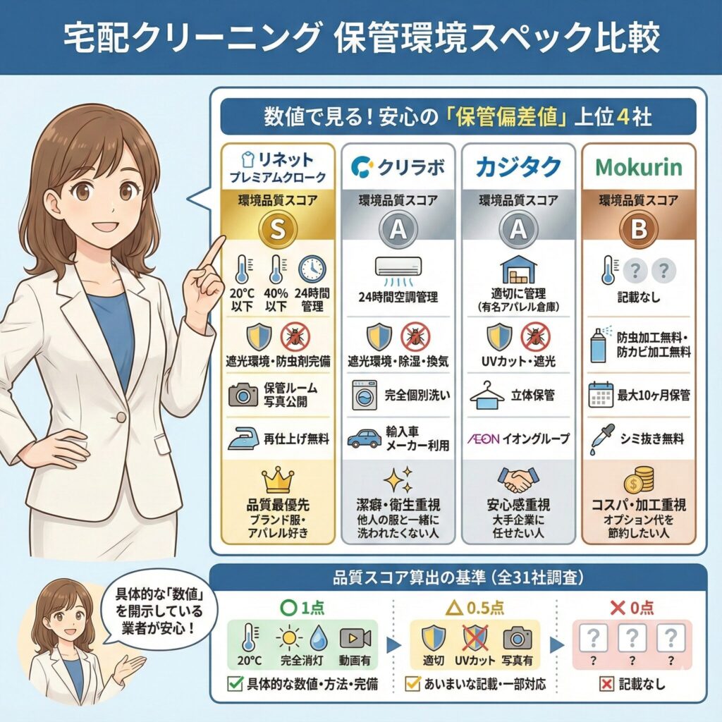 宅配クリーニング保管サービスを品質基準で比較