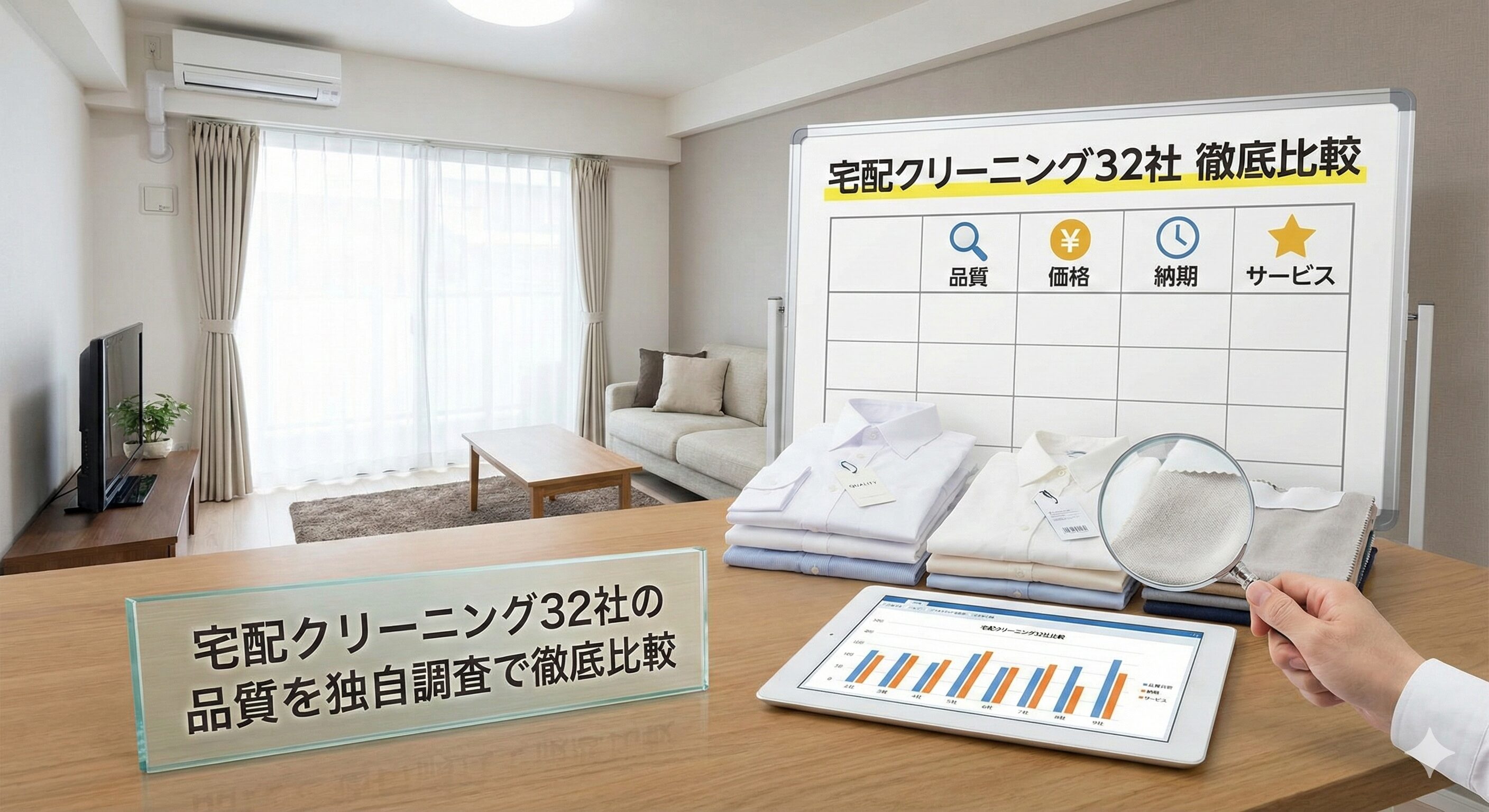 宅配クリーニングの品質を32社で比較