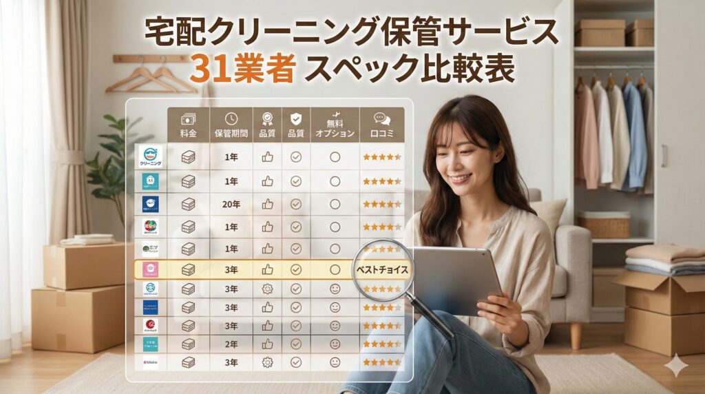 宅配クリーニング保管サービススペック比較表
