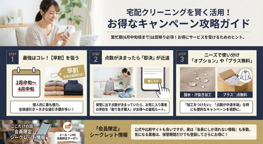 宅配クリーニングの保管サービスキャンペーン図解