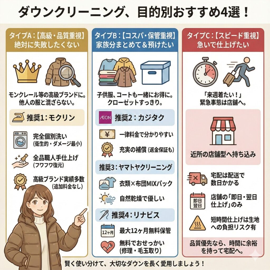 ダウンクリーニング業者の選び方！フローチャートで解説