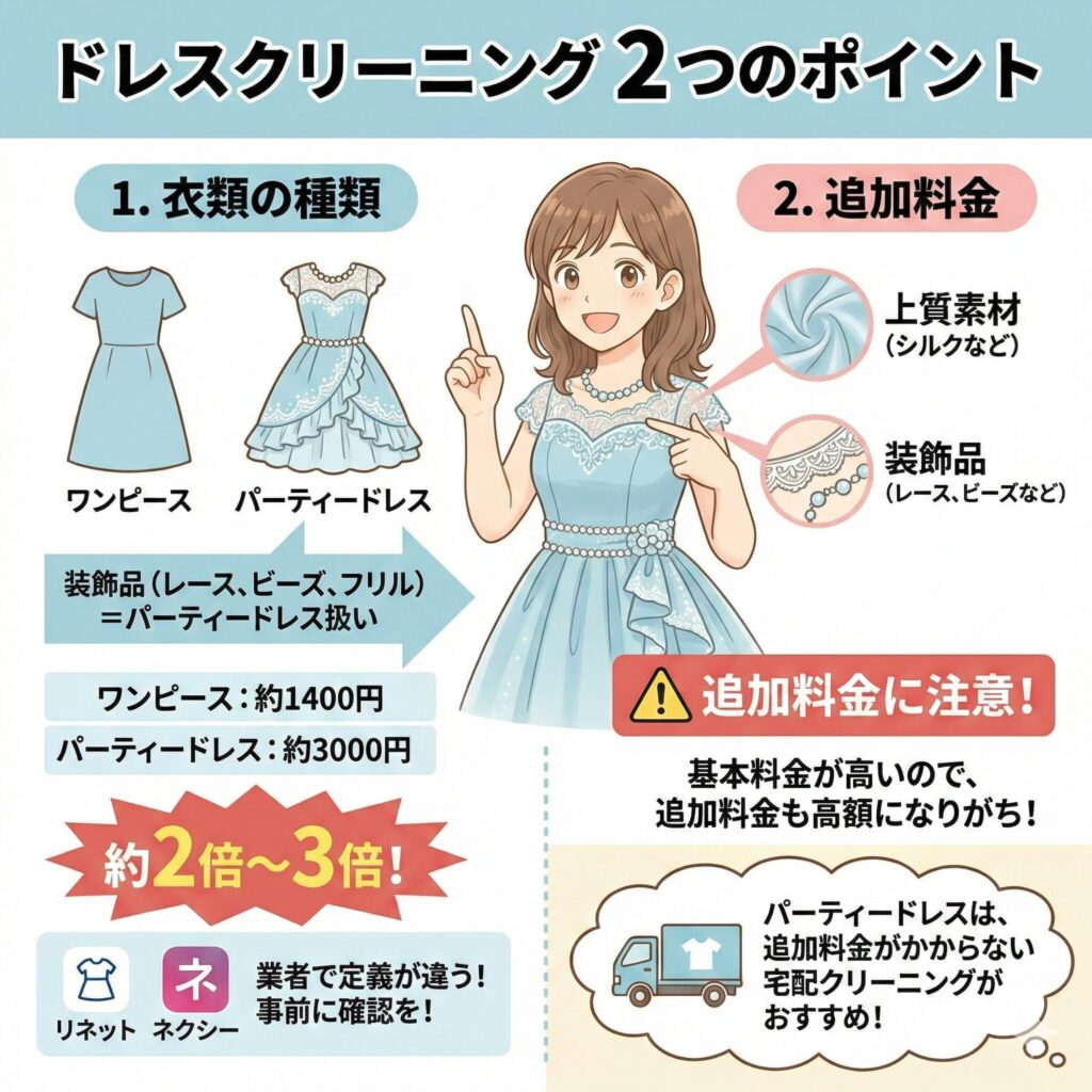 パーティドレスをクリーニングに出す前におさえておきたい2つのポイント