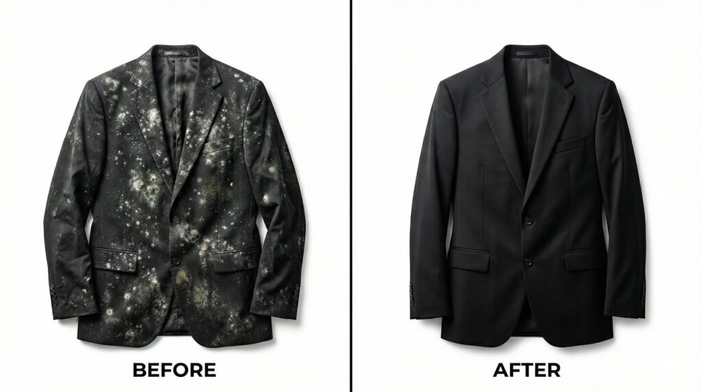 礼服のカビ除去前後の比較イメージ