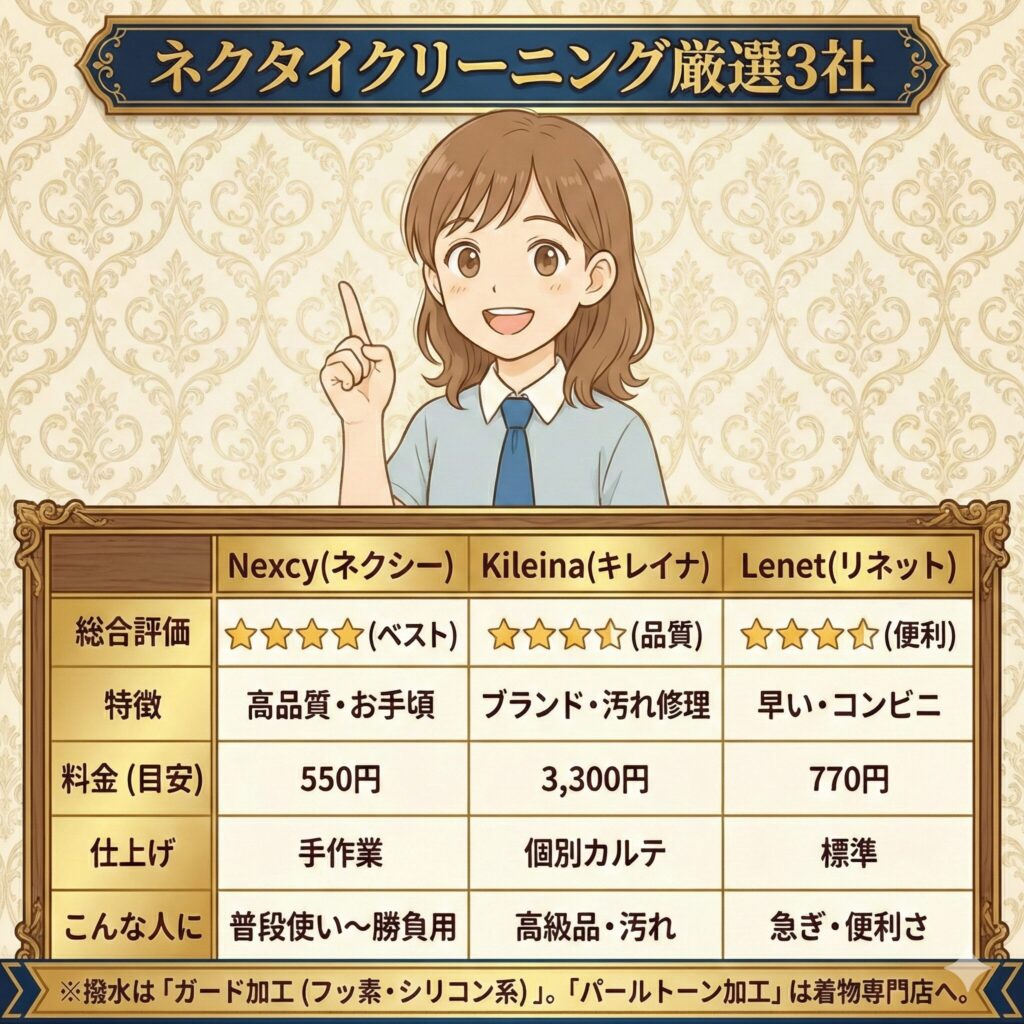 ネクタイクリーニングにおすすめの業者3選