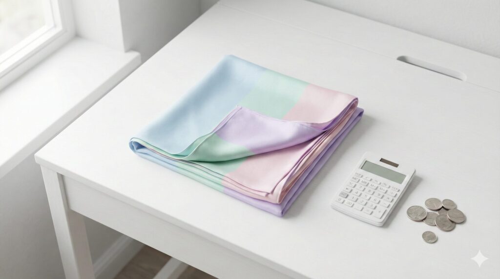 スカーフと電卓・料金イメージ