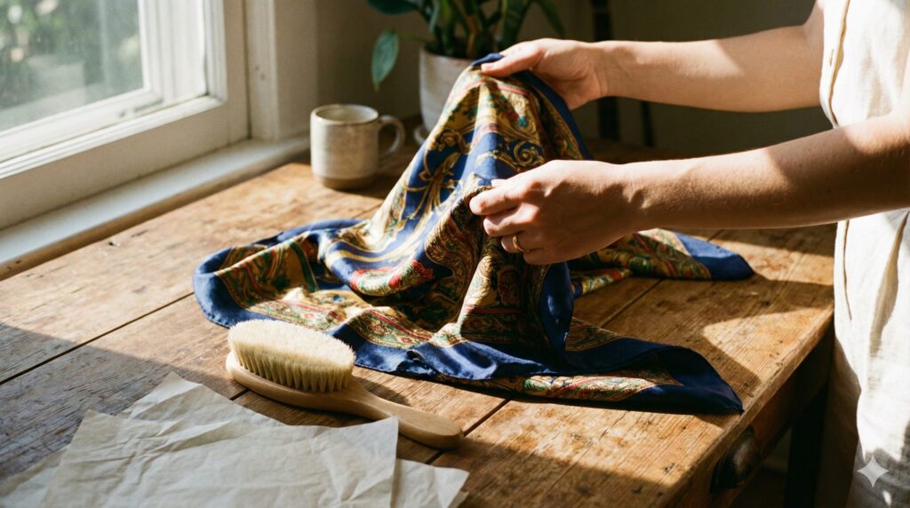 スカーフのケア・保管イメージ