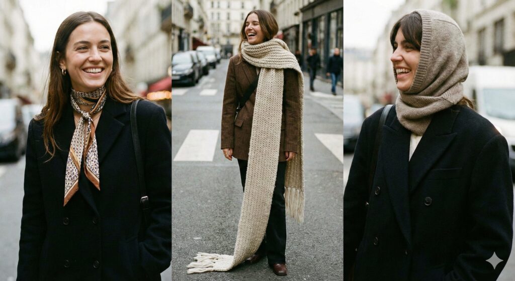 トレンドのマフラーを楽しむ女性のイメージ