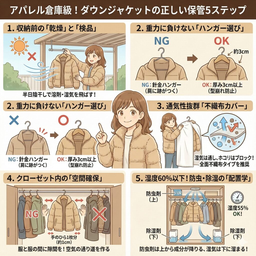 ダウンの自宅での正しい保管方法