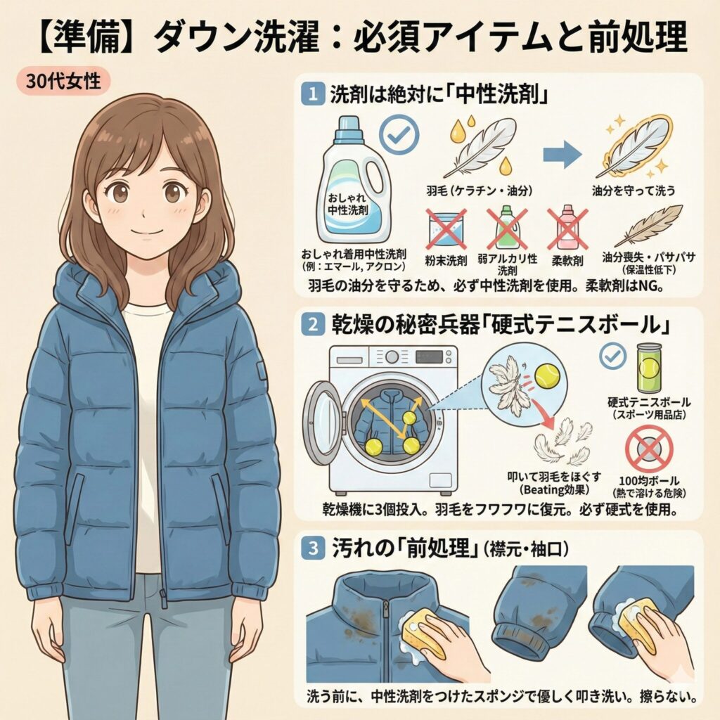 ダウンの洗濯に必要な準備