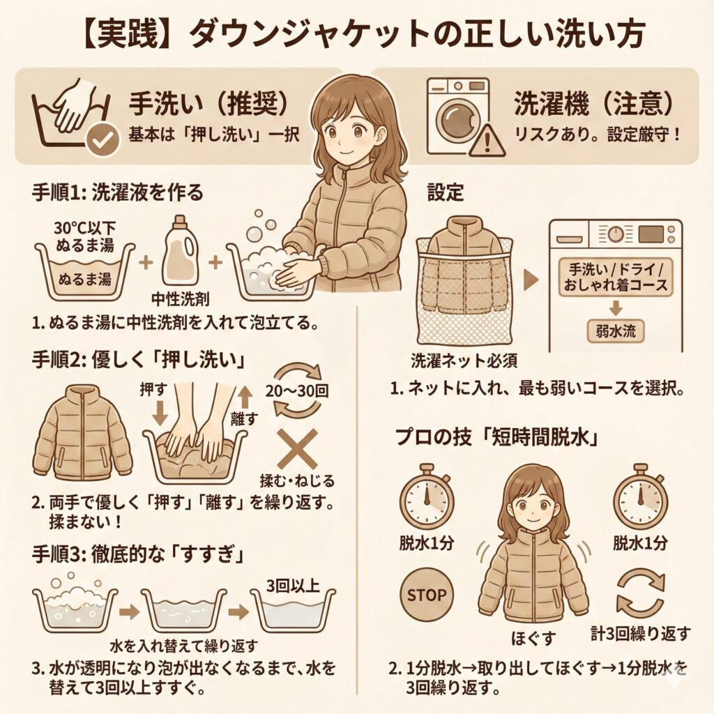 ダウンの手洗い手順