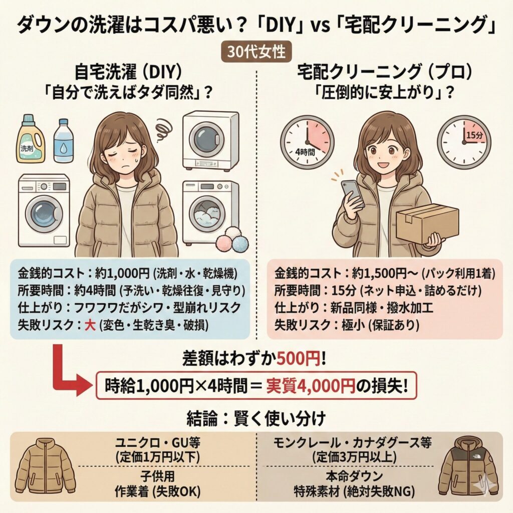 ダウンの洗濯はコスパが悪い?洗濯するべきダウンとクリーニングに出すべきダウン