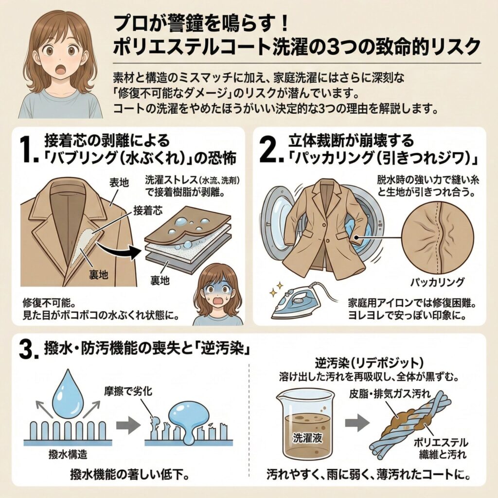 ポリエステルコート洗濯の3つのリスク