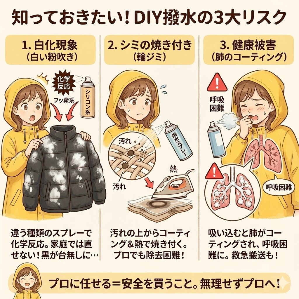 DIY防水スプレーの3つのリスクを図解