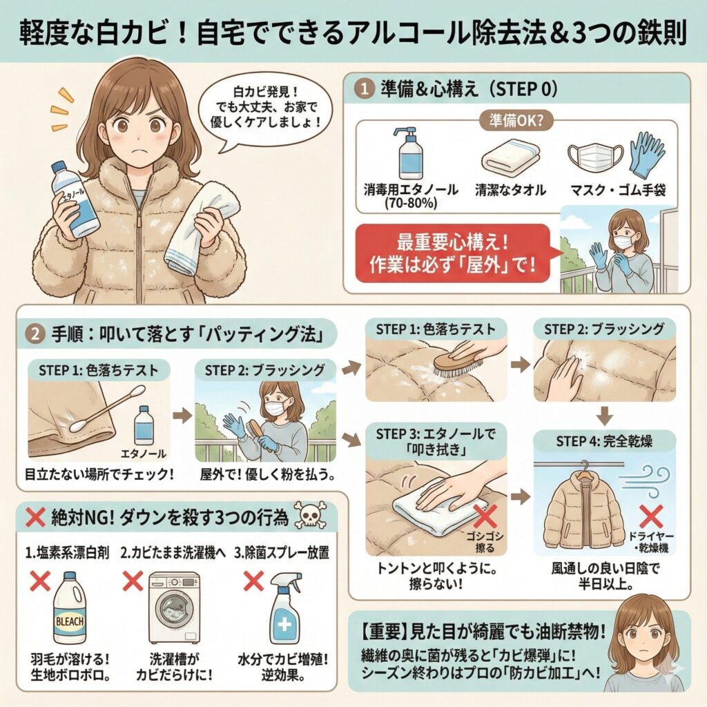 自宅でできるダウンの白カビ駆除