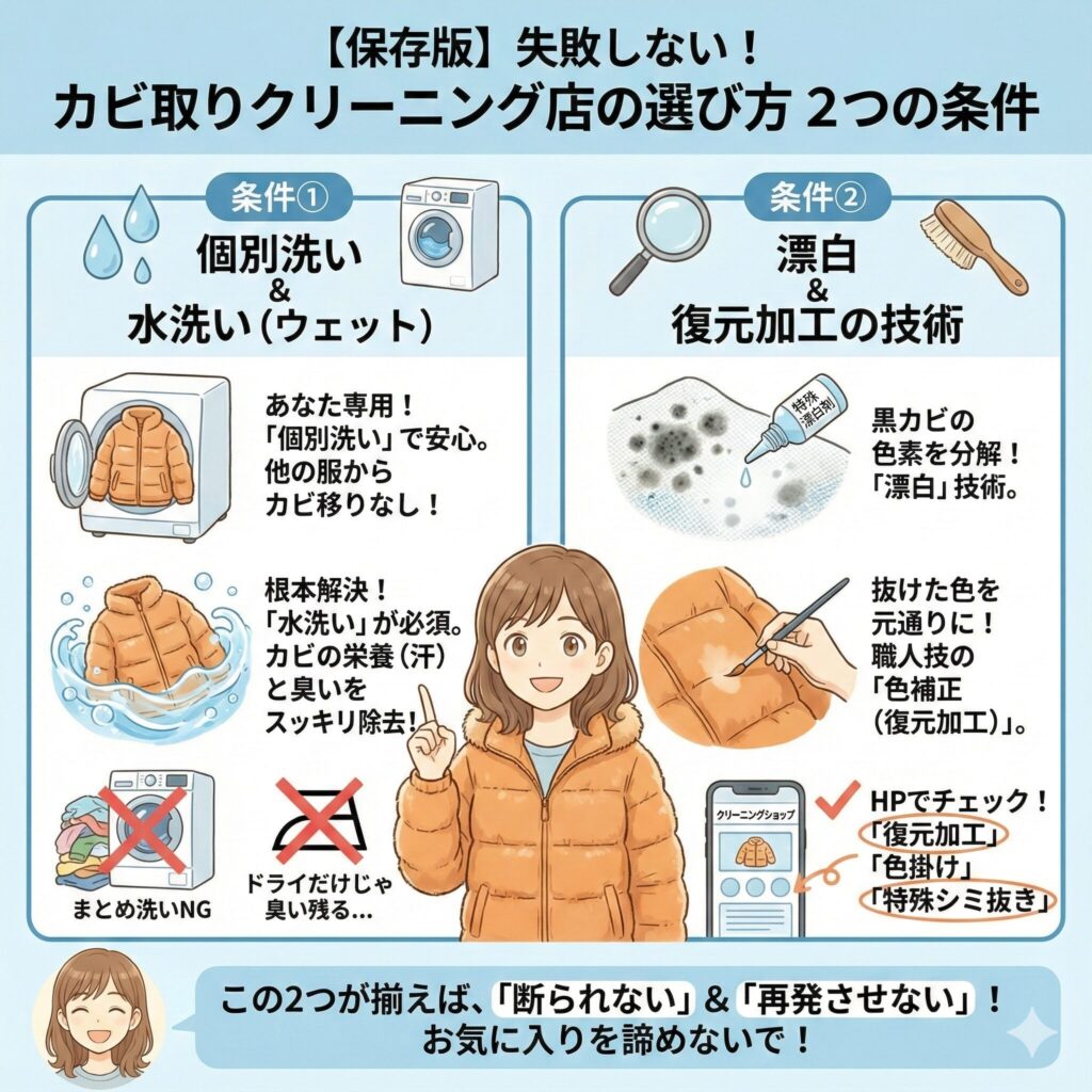 カビが生えたダウンのクリーニング!業者の選び方