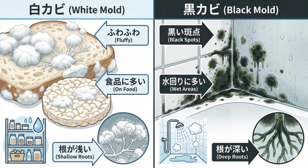 白カビと黒カビの違い