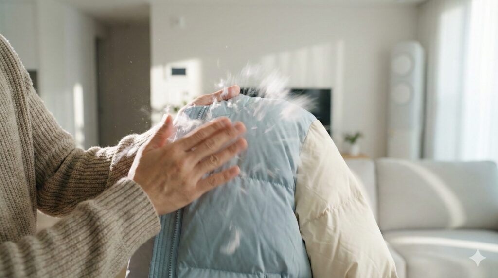 ダウンの乾かし方はパンパンと叩くように