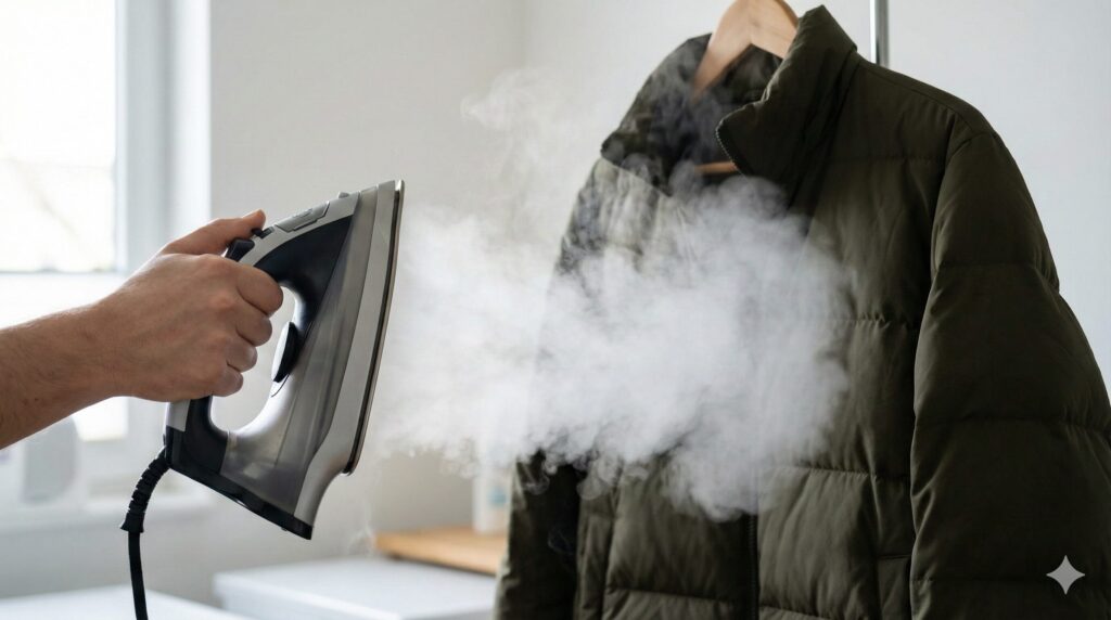 ダウンの臭い消しにはスチームアイロンも有効