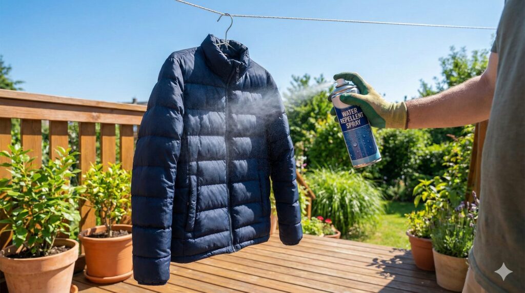 ダウンジャケットの防水スプレーの正しいかけ方
