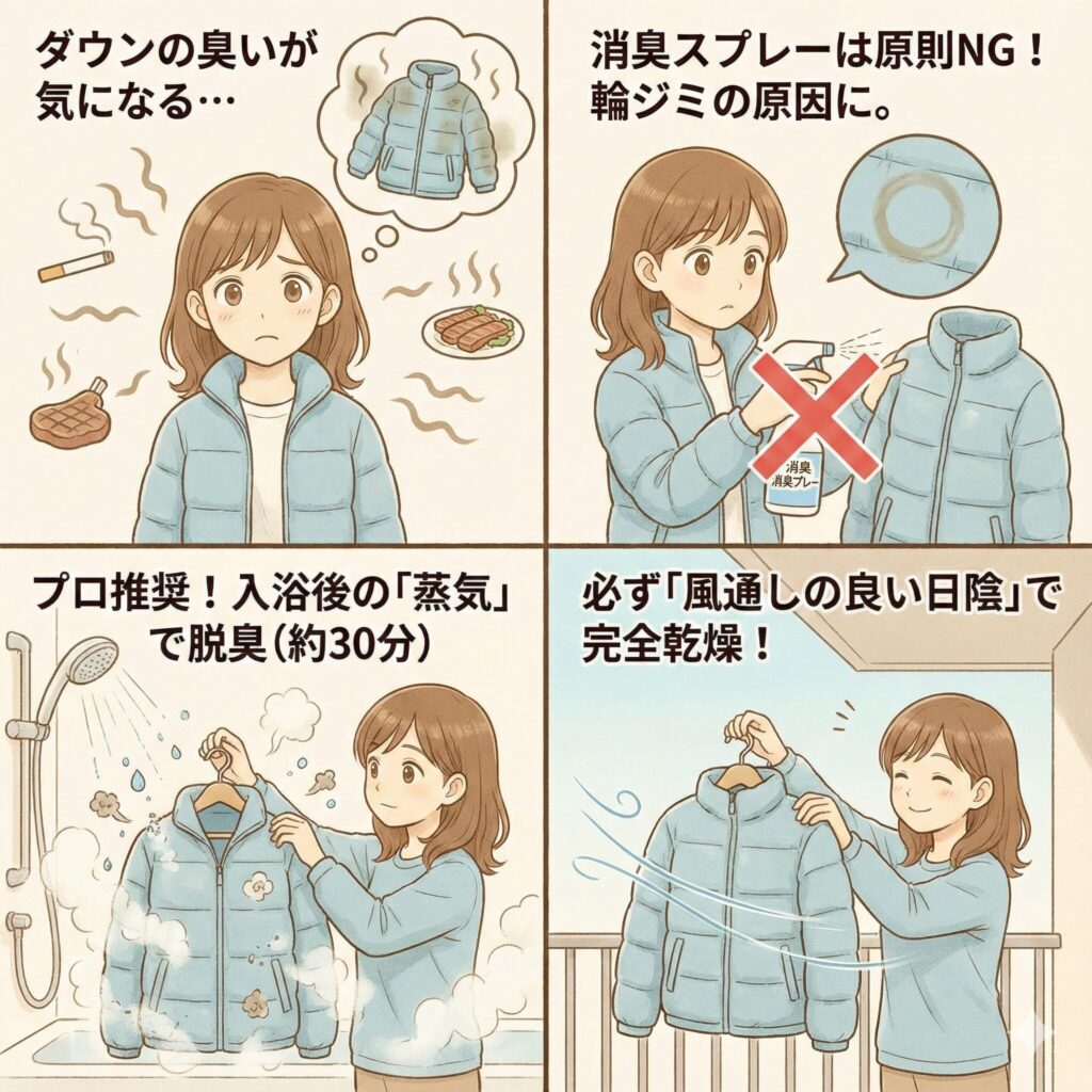 ダウンの正しい臭い消し手順