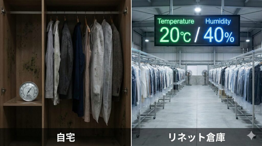 リネットプレミアムクロークの空調管理された倉庫イメージ