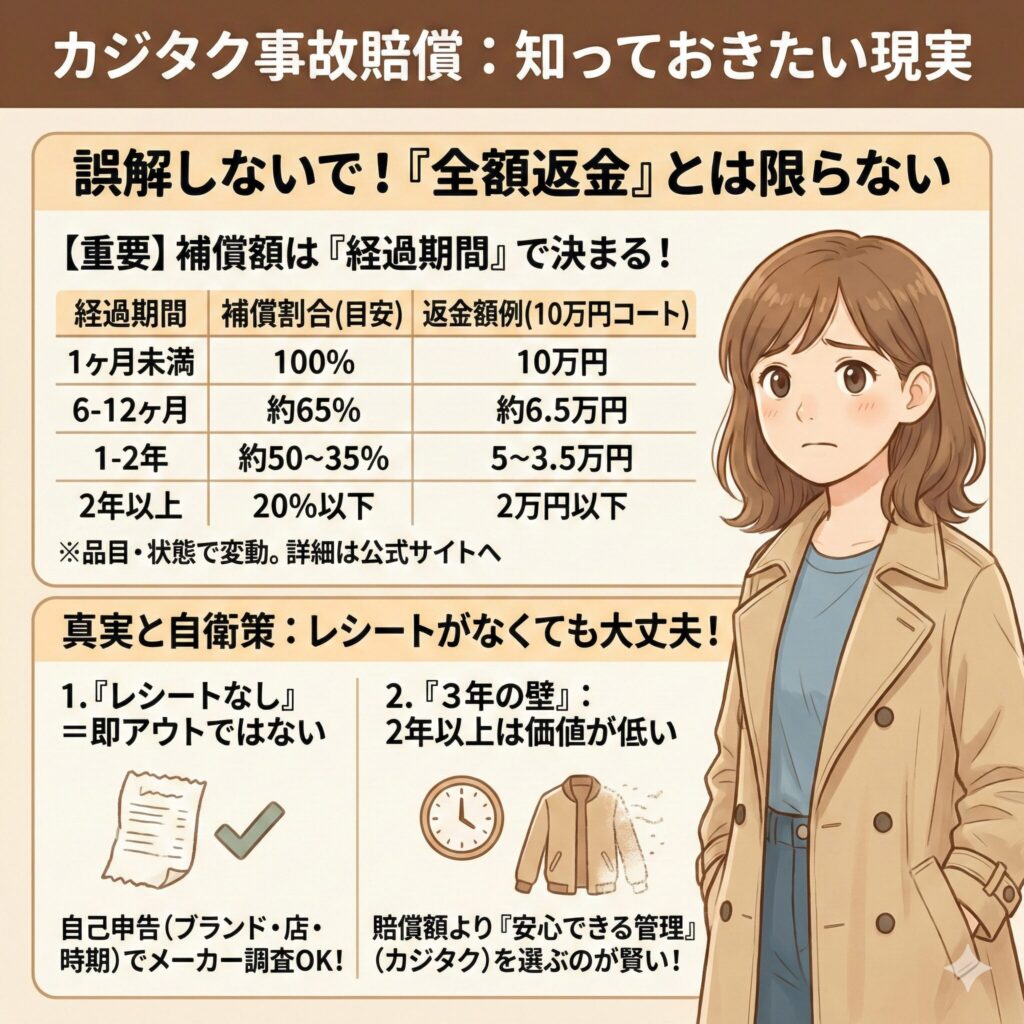 カジタクの賠償基準。金額算出についての図解