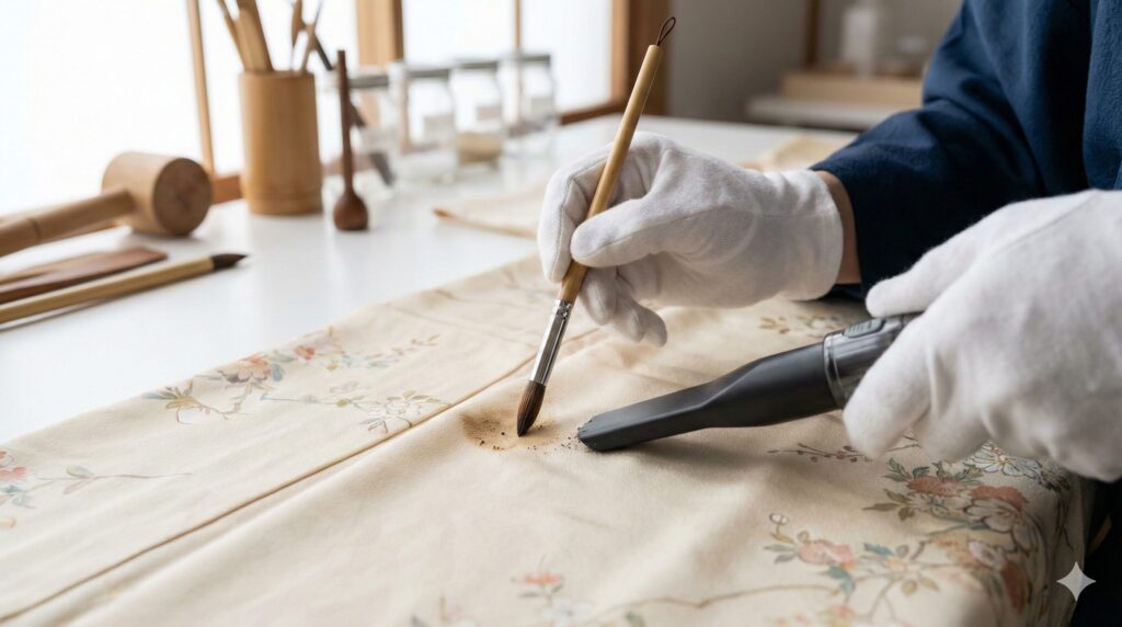 ワードローブトリートメントの着物のシミ処理のイメージ