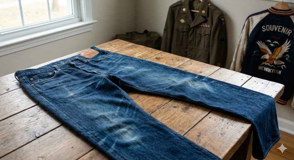 ワードローブトリートメントで汚れだけが落とされ風合いが残ったジーパンのイメージ