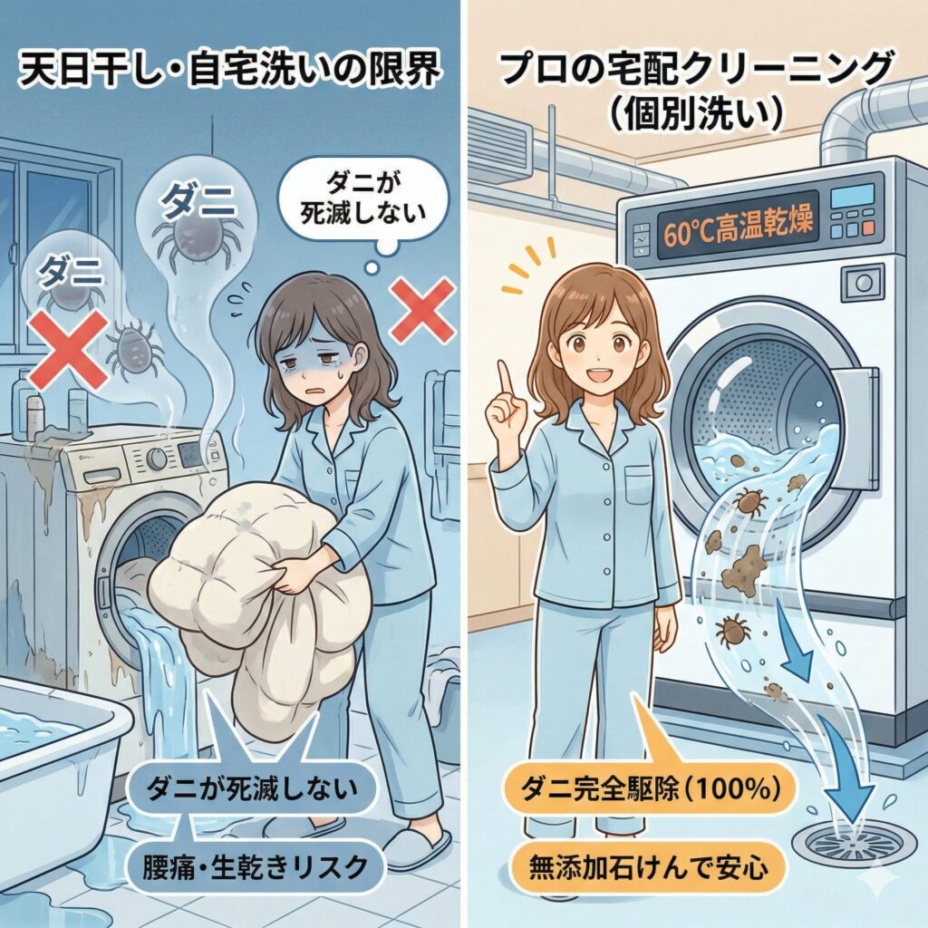 布団の自宅洗いと宅配クリーニングの違い