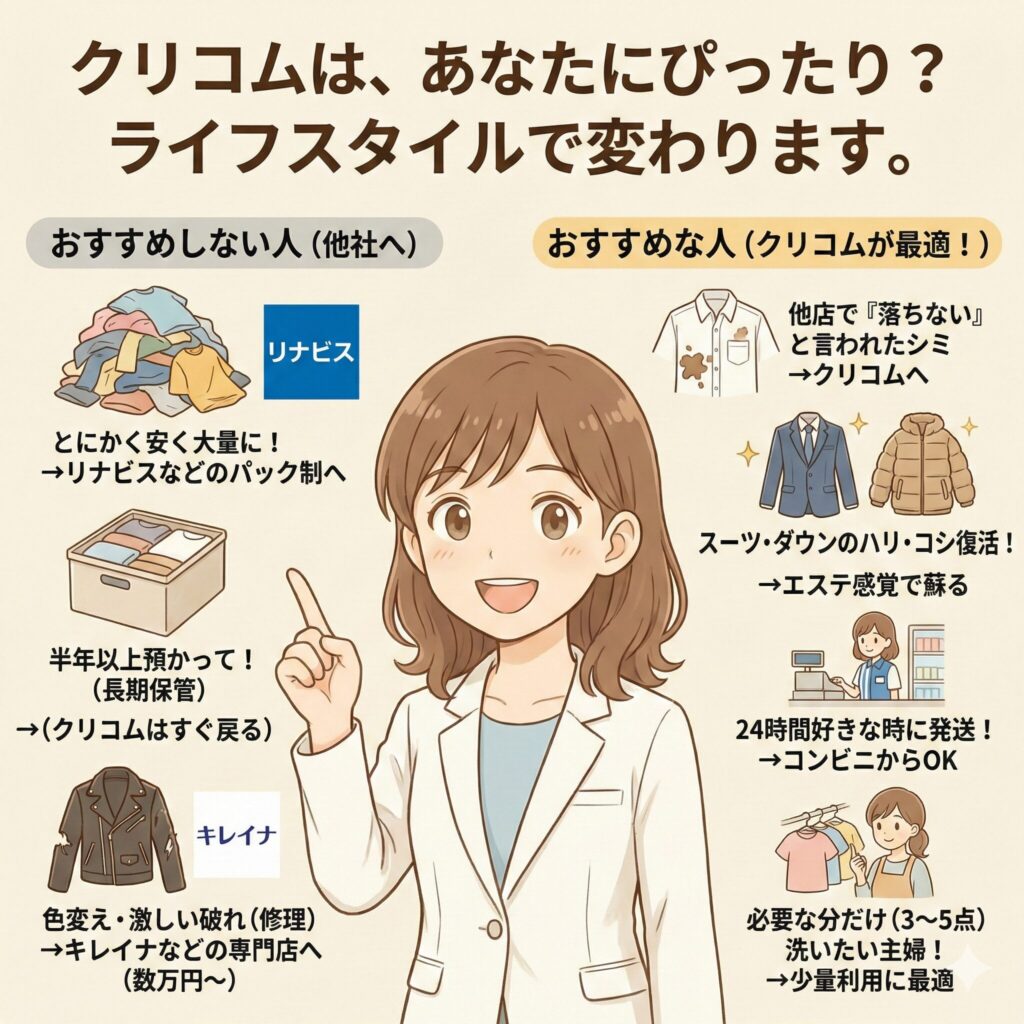クリコムが向いている人向いていない人を図解