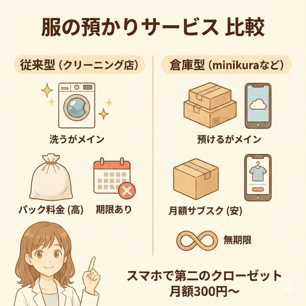 服の預かりサービスと宅配クリーニングの違い