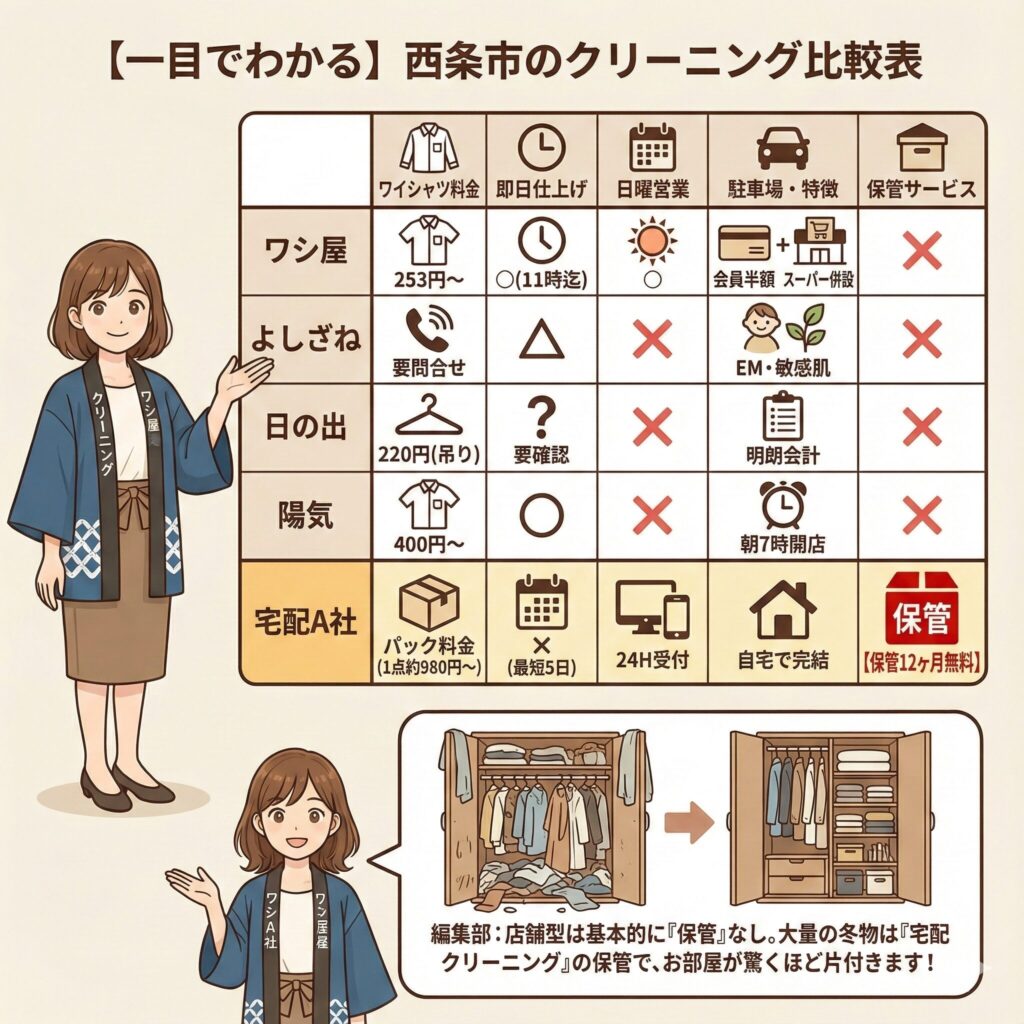 愛媛県西条市のクリーニング店比較