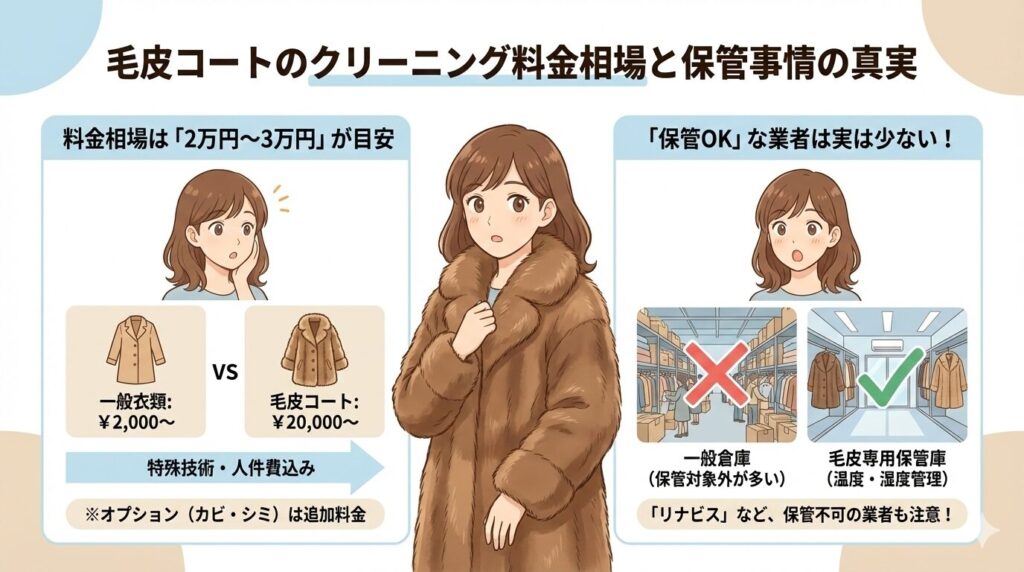 毛皮コートのクリーニング料金と保管について
