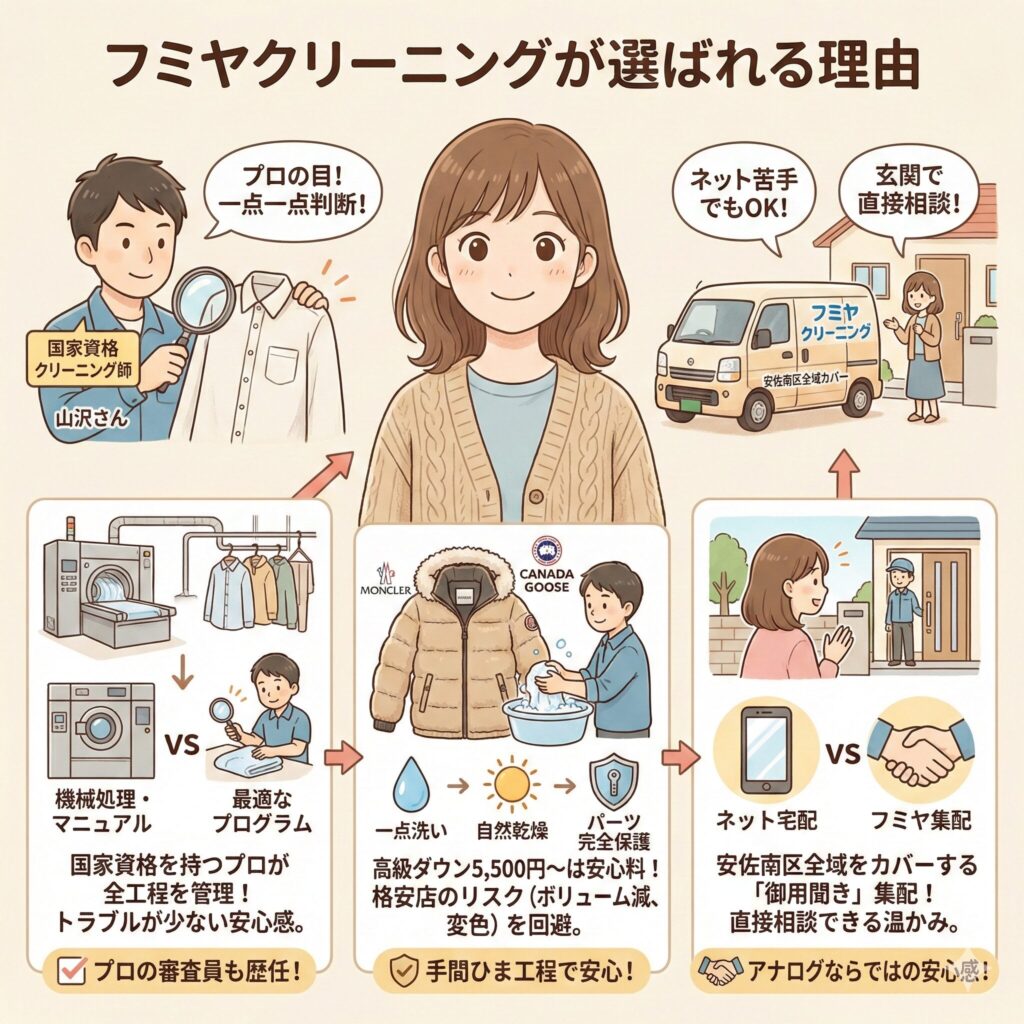 フミヤクリーニングが選ばれる3つの理由