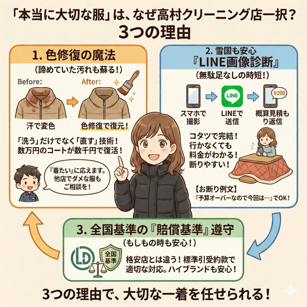 高村クリーニングが選ばれる3つの理由