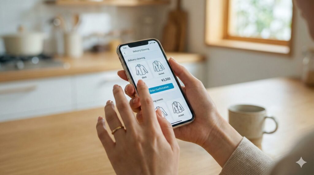スマホで注文する手元のイメージ