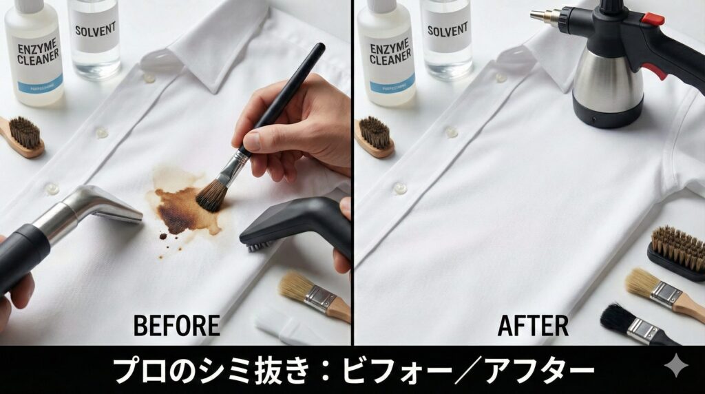 シミ抜きのビフォーアフターイメージ