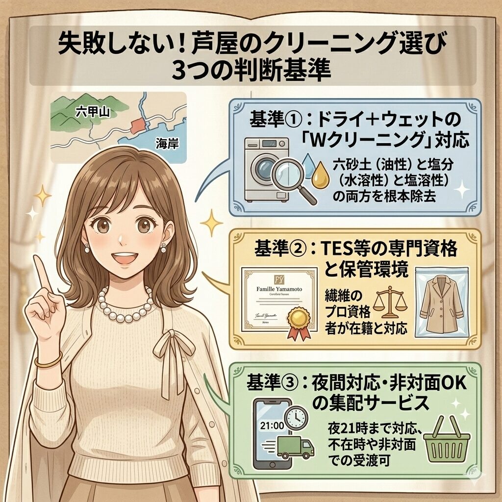 芦屋市で失敗しないクリーニング店の選び方をまとめた図解