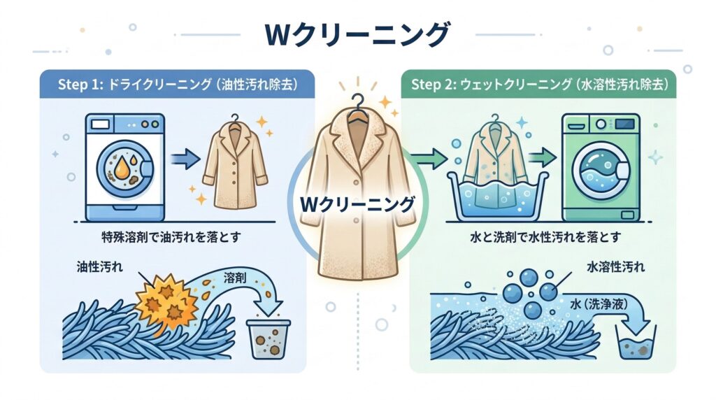 Wクリーニングの工程イメージ
