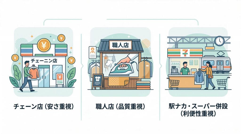 小田原市のクリーニング市場を3タイプに分類した図解