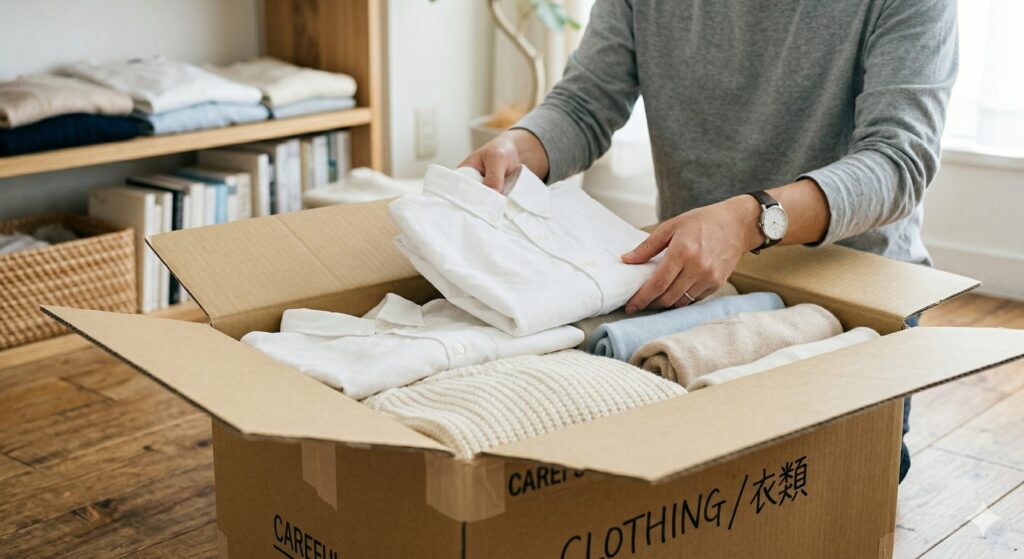 宅配クリーニングの梱包作業