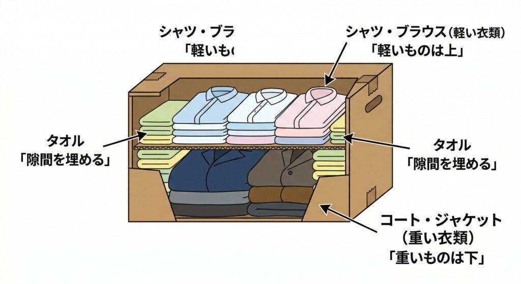 宅配クリーニングの梱包方法の図解