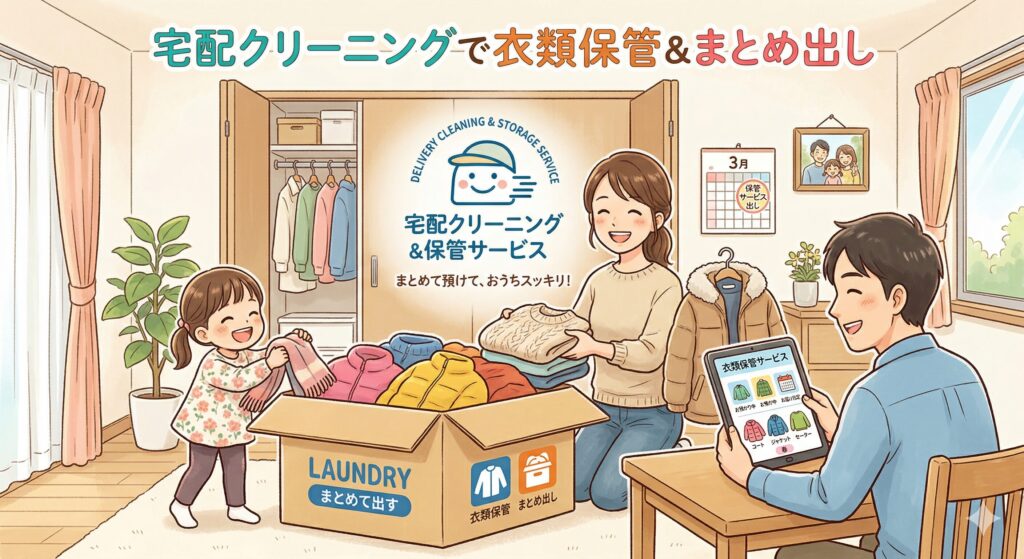 保管やまとめ出しで宅配クリーニングを上手く活用しているイメージ