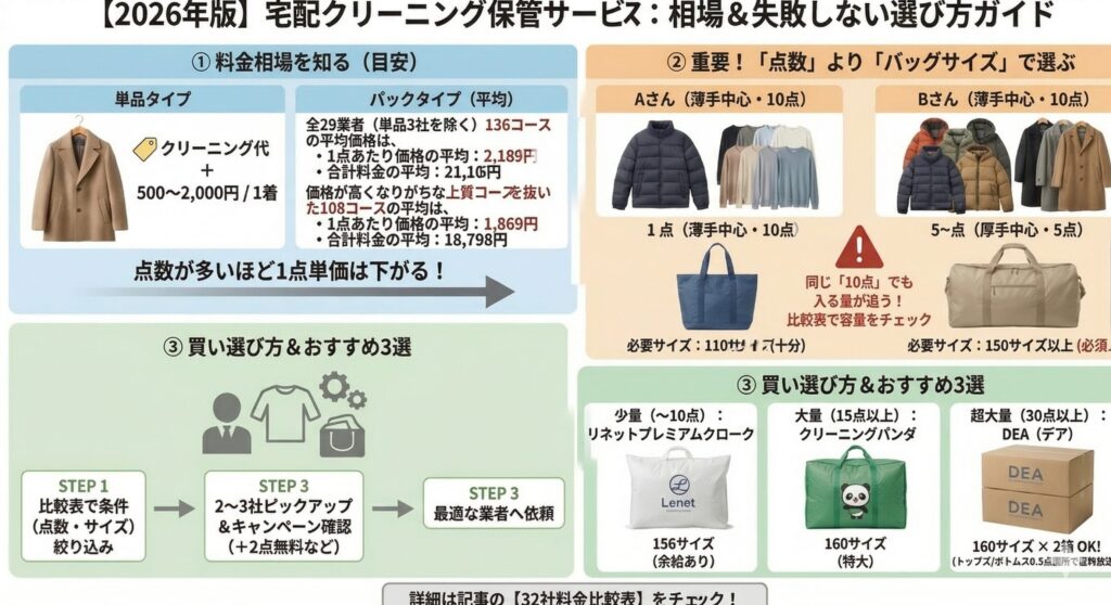 宅配クリーニング保管サービスの料金相場と失敗しないコスパの高い業者選び