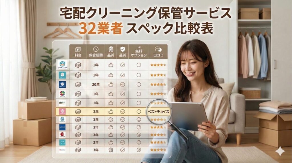 宅配クリーニング保管サービススペック比較表イメージ